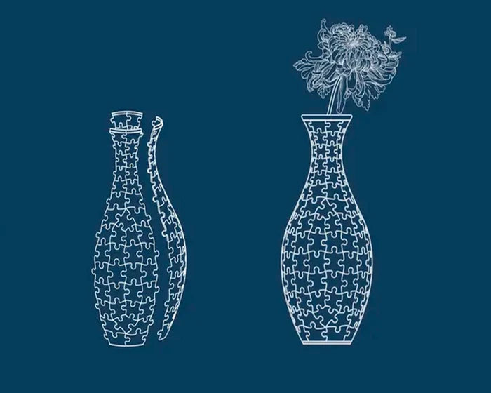 Jarrón Flores Azules- Rompecabezas 3D 160 Piezas PieceRelax