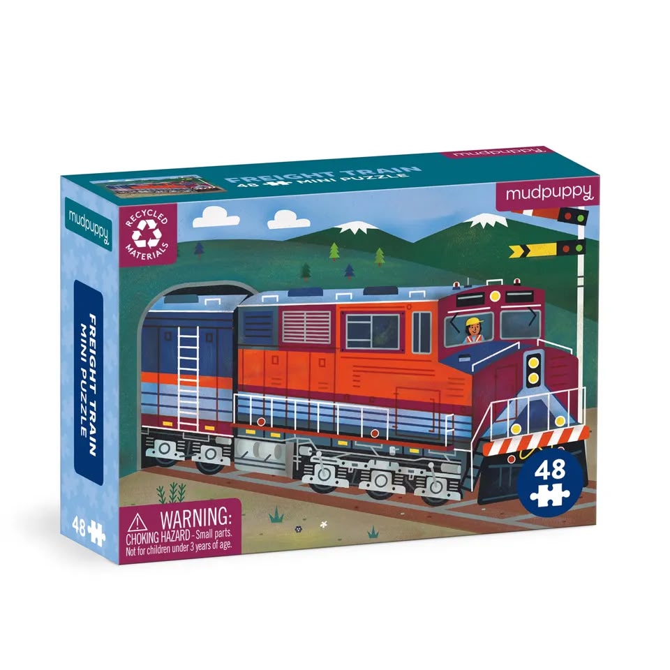Mudpuppy Freight Train Mini Rompecabezas De 48 Piezas