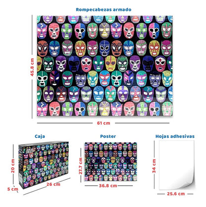 Máscaras De Luchadores 500 Piezas Acabado Metalizado