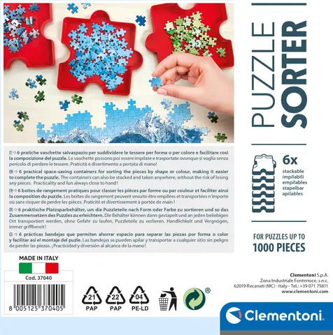 Charolas apilables clasificadoras de piezas de rompecabezas