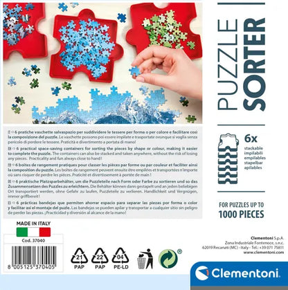 Charolas apilables clasificadoras de piezas de rompecabezas