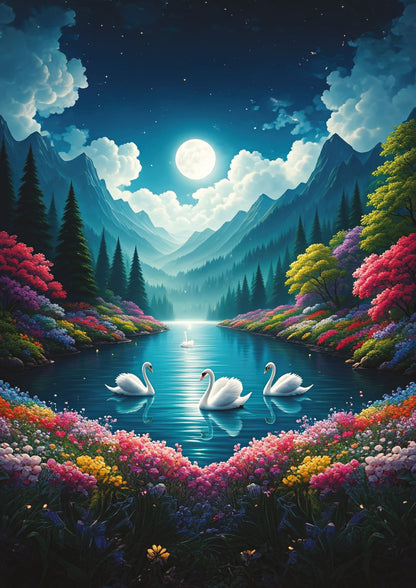 500 Lake of Swans in Moonlight AP-40509