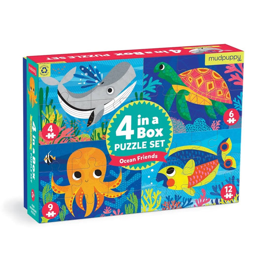 MudPuppy Set De 4 Rompecabezas Infantil Ocean Friends