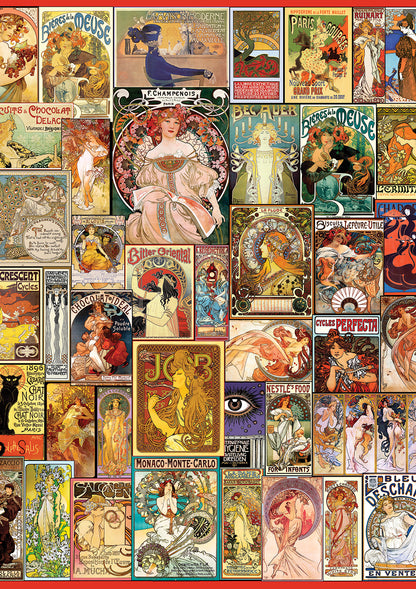 1500 Art Nouveau Poster Collage Mucha  AP-5407