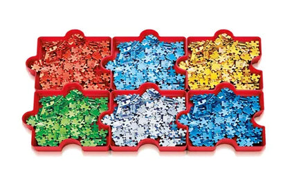 Charolas apilables clasificadoras de piezas de rompecabezas