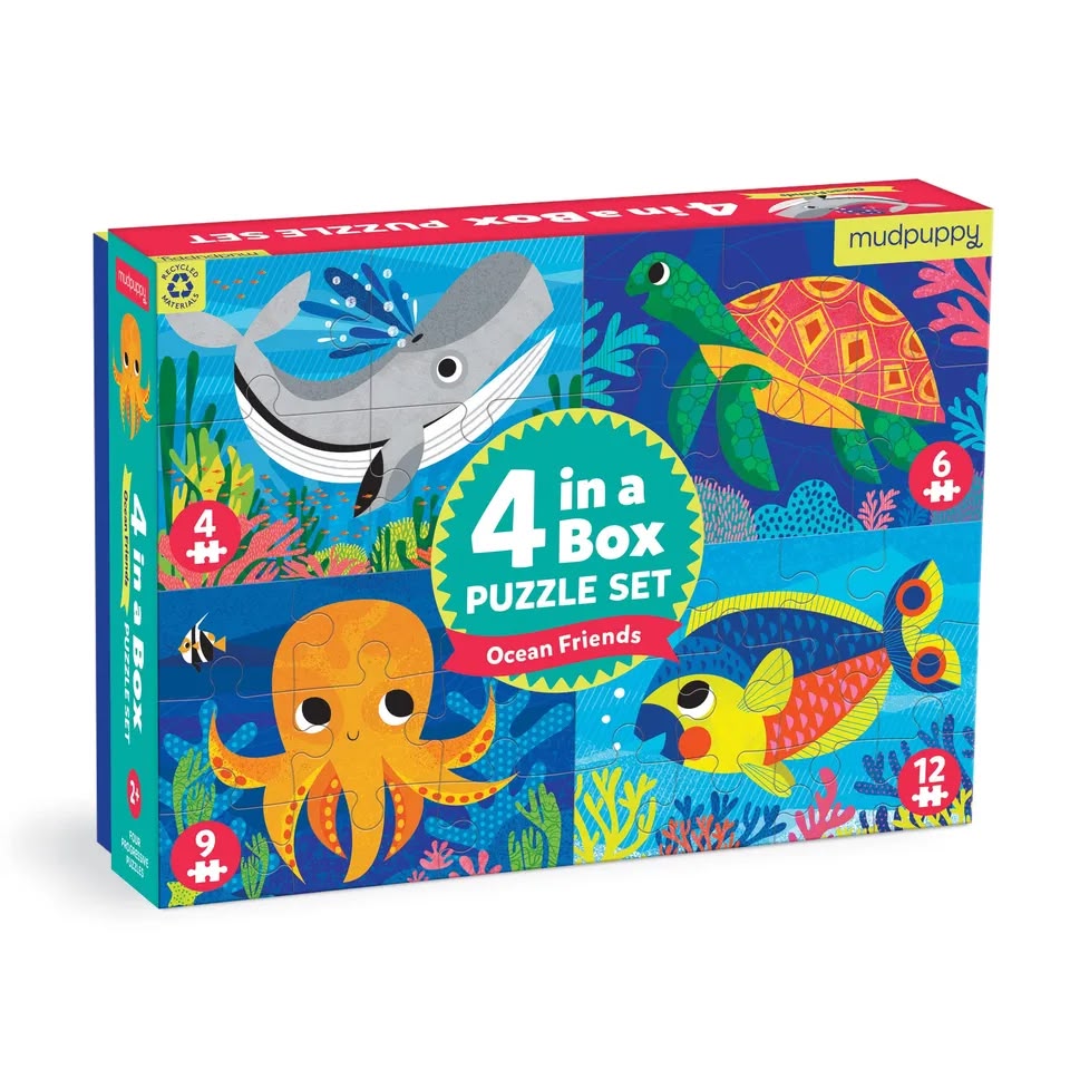 MudPuppy Set De 4 Rompecabezas Infantil Ocean Friends