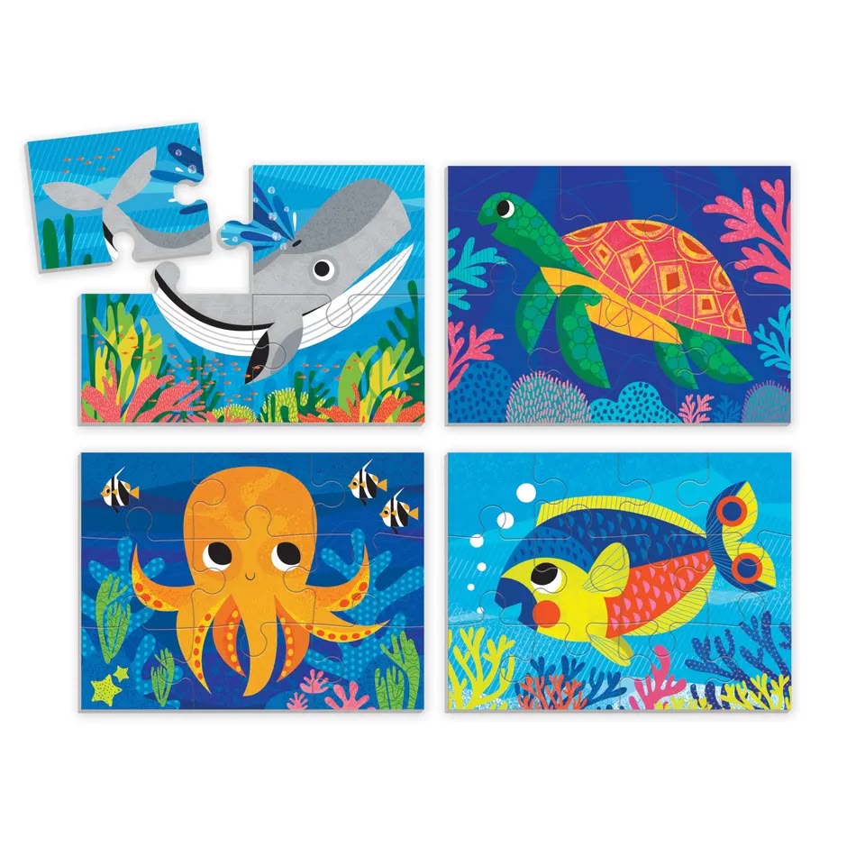 MudPuppy Set De 4 Rompecabezas Infantil Ocean Friends