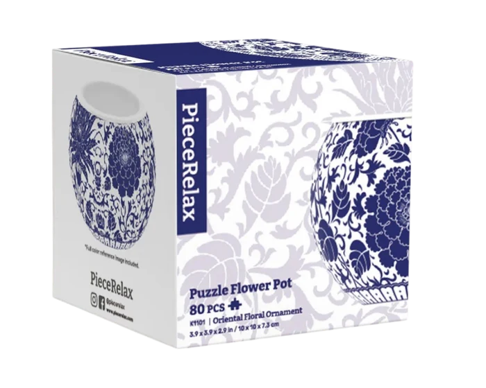 Maceta decorativa - Flores Orientales- Rompecabezas 3D de Plástico 80 Piezas PieceRelax