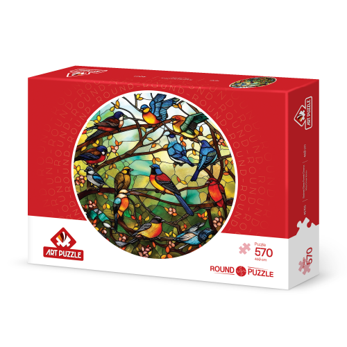 570 Stained Glass Forest Chorus  Round Puzzle AP-457