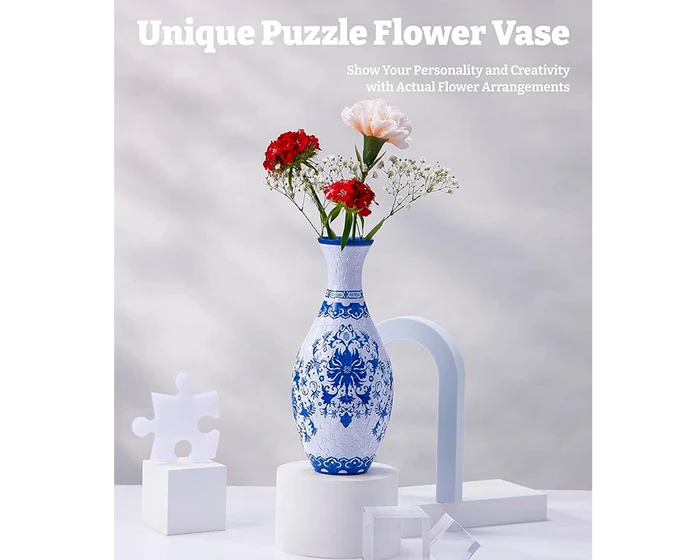 Jarrón Flores Azules- Rompecabezas 3D 160 Piezas PieceRelax