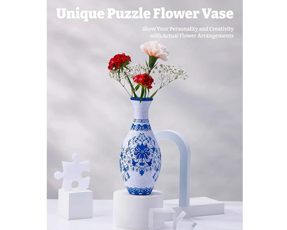 Jarrón Flores Azules- Rompecabezas 3D 160 Piezas PieceRelax