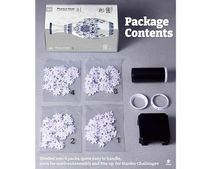 Jarrón Flores Azules- Rompecabezas 3D 160 Piezas PieceRelax