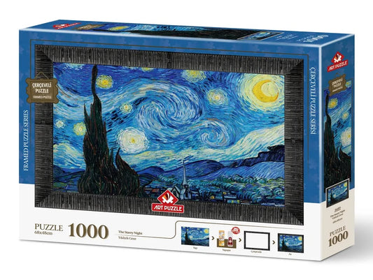 1000 Starry Night St Etienne 1889 Van Gogh (68x48cm) Framed Museum Series AP-5689